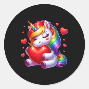 Schattigee eenhoorn met hart Valentijnsdag voor me Ronde Sticker