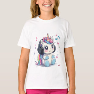 Schattigee Eenhoorn met Hoofdtelefoon T-Shirt