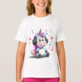 Schattigee Eenhoorn met Hoofdtelefoon T-Shirt