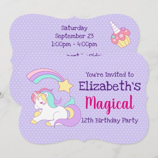 Schattigee Eenhoorn met Kleurrijke Shooting Star V Kaart (Voorkant / Achterkant)