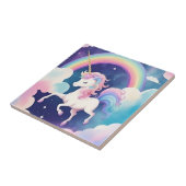 Schattigee Eenhoorn Night Sky Rainbow Tegeltje (Zijkant)