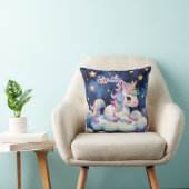 Schattigee Eenhoorn op Cloud Bewerkbare Naam Kusse Kussen (Stoel)