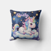 Schattigee Eenhoorn op Cloud Bewerkbare Naam Kusse Kussen (Achterkant)
