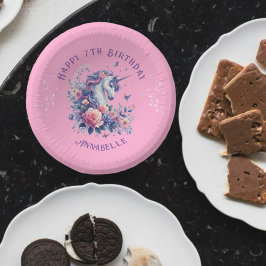 Schattigee Eenhoorn Paarse Roze Bloemen Meisjes Ve Papieren Kommen