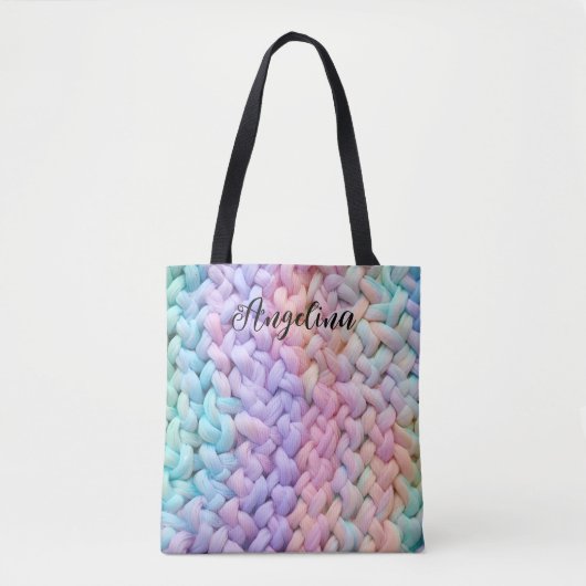 Schattigee eenhoorn pastel haakpatronen gepersonal tote bag (Voorkant)