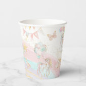 Schattigee Eenhoorn Pastel Rainbow Verjaardag Papieren Bekers (Voorkant)