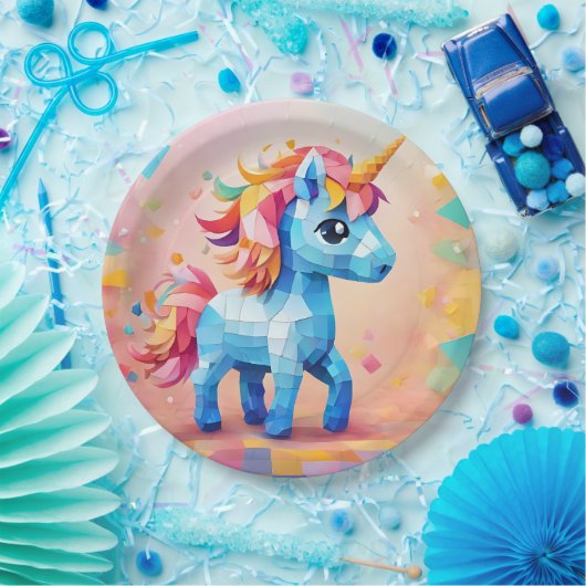 Schattigee eenhoorn Pinata verjaardagsuitnodiging Papieren Bordje (Feest)