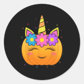 Schattigee Eenhoorn Pompoen Meisjes Kinder Plezier Ronde Sticker (Voorkant)