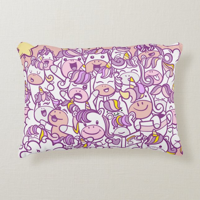 Schattigee Eenhoorn Pony: Magic Doodle Collectie Accent Kussen (Voorkant)