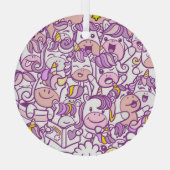 Schattigee Eenhoorn Pony: Magic Doodle Collectie Glas Ornament (Achterkant)