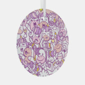 Schattigee Eenhoorn Pony: Magic Doodle Collectie Glas Ornament (Voorkant Rechts)