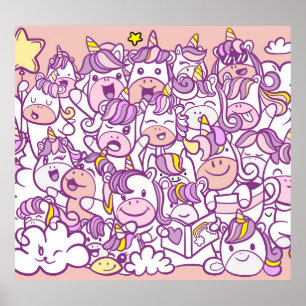 Schattigee Eenhoorn Pony: Magic Doodle Collectie Poster