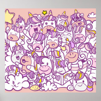 Schattigee Eenhoorn Pony: Magic Doodle Collectie Poster