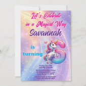 Schattigee Eenhoorn Regenboog 6e Verjaardag Uitnod Kaart (Voorkant)