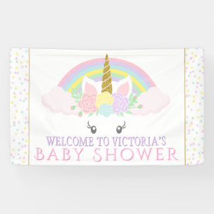 Schattigee Eenhoorn Regenboog Baby shower Banners