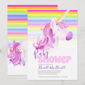 Schattigee Eenhoorn Regenboog Babydouche Uitnodigi Kaart (Voorkant / Achterkant)