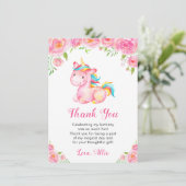 Schattigee eenhoorn regenboog bloemig meisje verja bedankkaart (Staand voorkant)