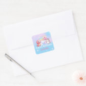 Schattigee eenhoorn regenboog Dino Donut ballon Ve Vierkante Sticker (Envelop)
