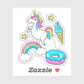 Schattigee eenhoorn regenboog donuts sticker (Vel)