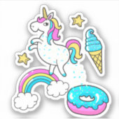 Schattigee eenhoorn regenboog donuts sticker (Voorkant)