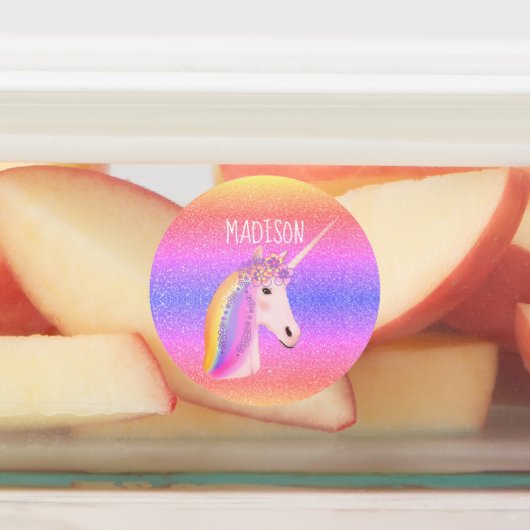 Schattigee eenhoorn regenboog gepersonaliseerd wat labels (Aangebracht)