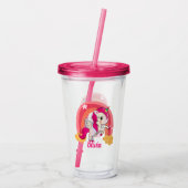 Schattigee eenhoorn regenboog gepersonaliseerde na acryl drinkbeker (Achterkant)