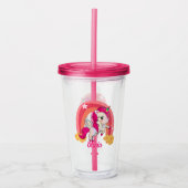 Schattigee eenhoorn regenboog gepersonaliseerde na acryl drinkbeker (Voorkant)