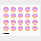 Schattigee eenhoorn regenboog glitter sparkles gep ronde sticker (Vel)