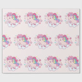 Schattigee Eenhoorn Regenboog Goud Glitter Pastel  Cadeaupapier (Vlak)