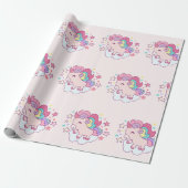 Schattigee Eenhoorn Regenboog Goud Glitter Pastel  Cadeaupapier (Uitgerold)