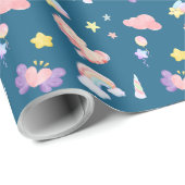 Schattigee Eenhoorn Regenboog hart ballon sterpatr Cadeaupapier (Rol Hoek)