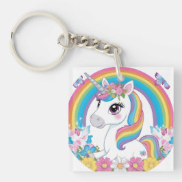Schattigee Eenhoorn Regenboog Magische Fantasy Gif Sleutelhanger