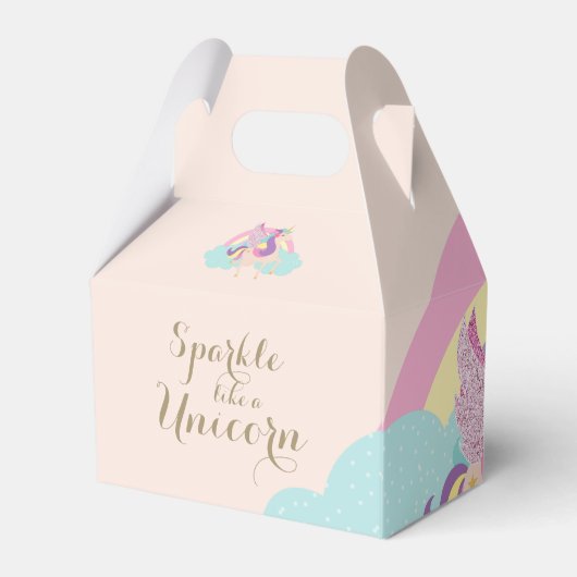 Schattigee Eenhoorn Regenboog Pastel Gable Favor B Bedankdoosjes (Achterkant)