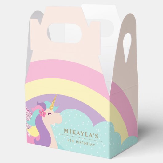 Schattigee Eenhoorn Regenboog Pastel Gable Favor B Bedankdoosjes (Geopend)