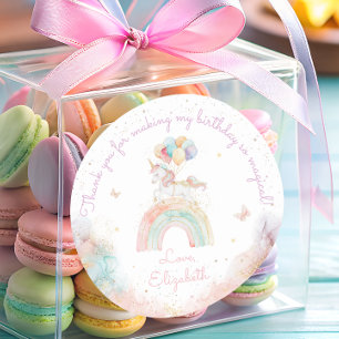 Schattigee Eenhoorn Regenboog Verjaardag Ronde Sticker