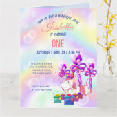 Schattigee Eenhoorn Regenboog Verjaardagsfeest kin Kaart (Gele Bloem)