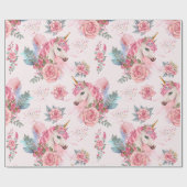 Schattigee eenhoorn regenboog verjaardagsfeestje cadeaupapier (Vlak)