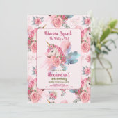 Schattigee eenhoorn regenboog verjaardagsfeestje kaart (Staand voorkant)