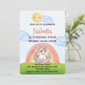 Schattigee eenhoorn regenboog zon hemel Verjaardag Kaart (Staand voorkant)