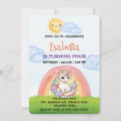 Schattigee eenhoorn regenboog zon hemel Verjaardag Kaart (Voorkant)