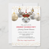 Schattigee Eenhoorn Rendier Ornament Exchange Part Kaart (Voorkant)