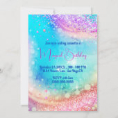 Schattigee eenhoorn roze aqua glitter elke leeftij kaart (Achterkant)