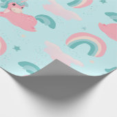 Schattigee Eenhoorn Roze en Mint Patroon Wrappin Cadeaupapier (Hoek)