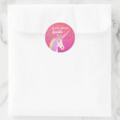 Schattigee Eenhoorn Roze Gouden Glitter Sparkle Ge Ronde Sticker (Tas)