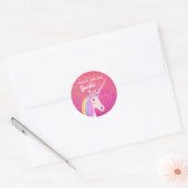 Schattigee Eenhoorn Roze Gouden Glitter Sparkle Ge Ronde Sticker (Envelop)