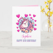 Schattigee eenhoorn, roze harten, naam elke leefti kaart (Gele Bloem)