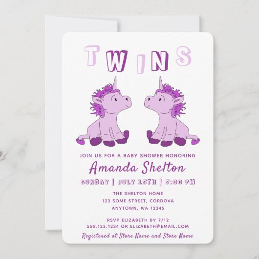 Schattigee eenhoorn roze tweeling meisjes Baby sho Kaart (Voorkant)