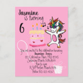 Schattigee eenhoorn roze Verjaardag Uitnodiging Briefkaart (Voorkant)