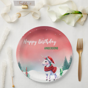 Schattigee eenhoorn Santa Christmas verjaardagssne Papieren Bordje