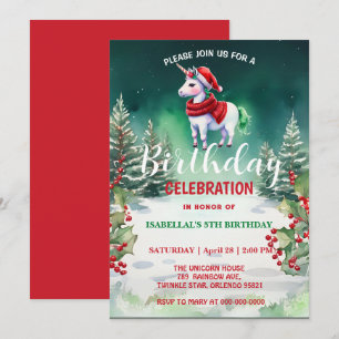 Schattigee eenhoorn Santa Christmas verjaardagssne Save The Date